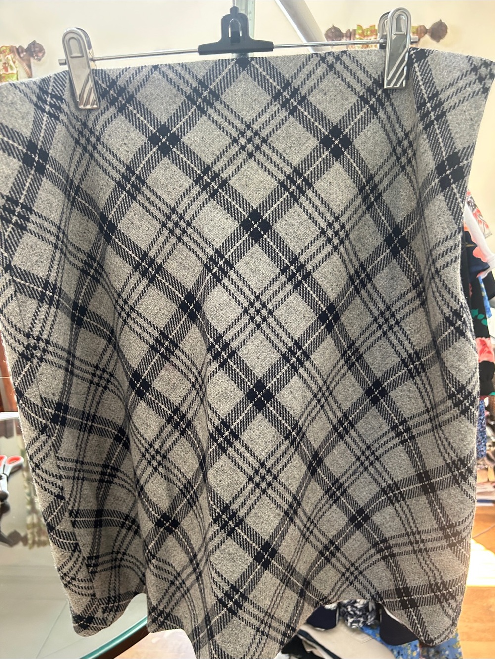 Talbots Gray and Blue Plaid Skirt